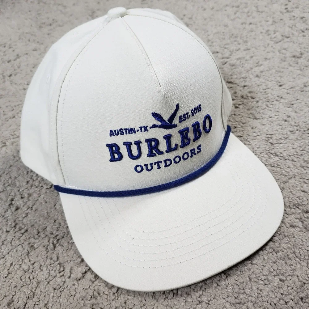 Burlebo Outdoors Rope Hat Cap Off White Navy Snapback Ripstop Adult Mens OSFA